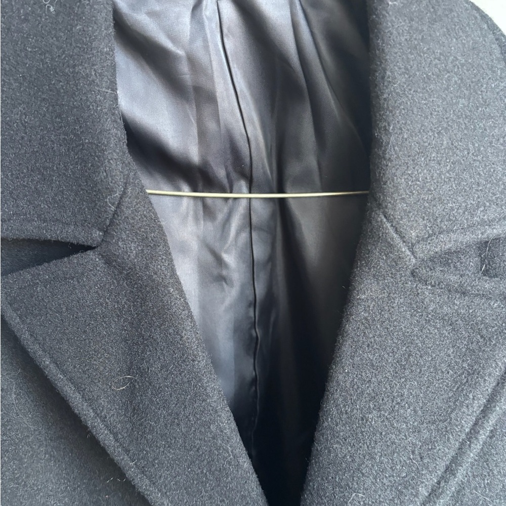 Men's Black Double-Breasted Coat - Picture 3 of 6